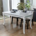 Table de salle  manger - vidaxl - 116 x 66 x 76 cm - blanc brillant - rectangulaire - design contemporain ...