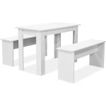 Vidaxl table de salle � manger et bancs 3 pcs agglom�r� blanc