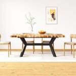 Vidaxl table de salle à manger bois de manguier solide et acier 180 cm Vidaxl table de salle à manger bois de manguier solide et acier 180 cm