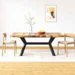 Vidaxl table de salle  manger bois massif recycl acier 180 cm