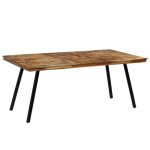 Vidaxl table de salle à manger teck recyclé et acier 180 x 90 x 76 cm Vidaxl table de salle à manger teck recyclé et acier 180 x 90 x 76 cm