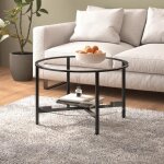 Table à thé - vidaxl - 70 cm - noir et transparent - verre trempé - design contemporain Table à thé - vidaxl - 70 cm - noir et transparent - verre trempé - design contemporain
