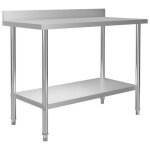 Vidaxl table de travail de cuisine avec dosseret table de travail de restaurant bar ecole garage espaces ...