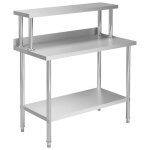 Vidaxl table de travail de cuisine avec tagre 120x60x120 cm inox