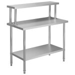 Vidaxl table de travail de cuisine avec tagre 120x60x120 cm inox