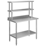 Vidaxl table de travail de cuisine avec tagre 120x60x150 cm inox