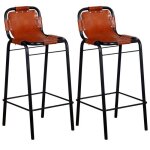 Tabourets de bar - vidaxl - cuir vritable - marron - lot de 2 - style industriel