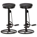 Vidaxl tabourets de bar lot de 2 noir cuir v�ritable de ch�vre 286968