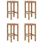 Tabourets de bar - vidaxl - lot de 4 - bois de teck massif - style colonial - 35x35x75 cm Tabourets de bar - vidaxl - lot de 4 - bois de teck massif - style colonial - 35x35x75 cm