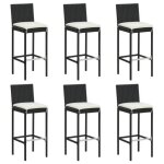 Vidaxl lot de 6 tabourets de bar avec coussins repose - pieds de pub chaises de bistrot meubles de salon ...