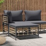 Vidaxl tabouret de jardin avec coussin gris fonc rsine tresse repose - pieds repose - pieds pouf tabouret ...