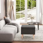 Vidaxl tabouret avec pieds en bois si�ge pouf repose - pied tabouret de canap� salon salle de s�jour ...