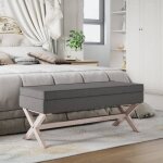 Vidaxl tabouret de rangement gris fonc� 110x45x49 cm tissu repose - pieds pouf ottoman repose - pieds ...