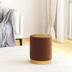 Vidaxl tabouret de rangement rond marron velours 31 x 37 cm 340289