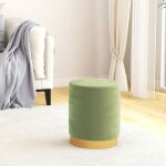 Vidaxl tabouret de rangement rond vert moutarde velours 31 x 37 cm 340292