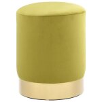 Vidaxl tabouret vert moutarde et dor� velours 28 x 36 cm 249841