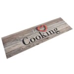 Vidaxl tapis de cuisine lavable impression cuisine gris 45x150 cm 136546