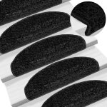 Vidaxl tapis descalier 10 pi�ces 65 x 21 x 4 cm noir demi - rond grand 149801