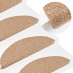 Vidaxl tapis descalier autocollants 15 pcs 56x17x3 cm beige 136388