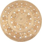Vidaxl tapis jute design tress� 120 cm rond