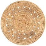 Vidaxl tapis jute design tress� 90 cm rond