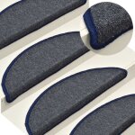 Vidaxl tapis descalier 15 pi�ces 56 x 17 x 3 cm gris fonc� et bleu demi - rond 322364