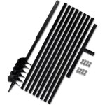 Vidaxl tarire de sol avec manche 120 mm et tube dextension 9 m acier