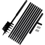 Vidaxl tarire de sol avec manche 180 mm et tube dextension 9 m acier