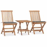 Vidaxl teck mobilier à dîner dextérieur pliable avec coussin 3 pcs salon de jardin ensemble de salle ... Vidaxl teck mobilier à dîner dextérieur pliable avec coussin 3 pcs salon de jardin ensemble de salle ...