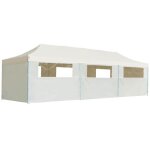 Vidaxl tente de rception pliable 8 parois blanc cass chapiteau de jardin 44976