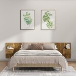 Vidaxl t�te de lit avec armoires ch�ne fum� bois ding�nierie 3115753