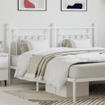 Vidaxl t�te de lit de remplacement m�tal blanc 160 cm t�te de lit pour lit double t�te de lit blanche ...