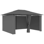 Vidaxl tonnelle de jardin avec rideaux 4 x 3 m anthracite