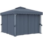 Vidaxl tonnelle avec rideau 3x3 m anthracite aluminium