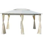 Vidaxl tonnelle avec rideaux tente de rception de terrasse pavillon de patio chapiteau de jardin tente ...
