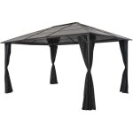 Vidaxl tonnelle avec rideau aluminium 4x3x26 m noir