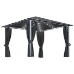 Vidaxl tonnelle avec rideau et lumires led 3x3 m anthracite aluminium 3070333