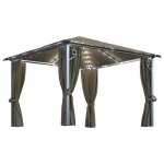 Vidaxl tonnelle avec rideau et lumires led belvdre de jardin pavillon dextrieur tente de rception ...