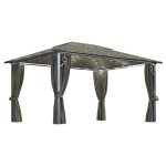 Vidaxl tonnelle avec rideau et lumires led 4x3 m taupe aluminium 3070337