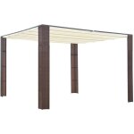Tonnelle - vidaxl - 300x300x200cm - rsine tresse - marron et crme - toit coulissant