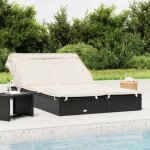 Vidaxl transat 2 places avec toit pliable noir 213x118x97 cm chaise longue chaise longue dext�rieur lit ...
