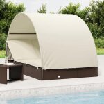 Vidaxl transat 2 places avec toit rond marron 211x112x140 cm chaise longue chaise longue dext�rieur lit ...