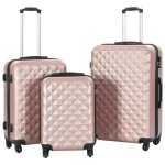 Vidaxl valise rigide 3 pcs dor rose abs 91888