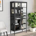 Vidaxl vitrine dexposition anthracite 90x40x180 cm acier - verre tremp 336081