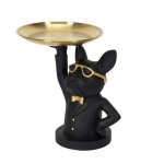 Vide - poche sculpture bulldog moderne 23 cm noir avec plateau dor - organisateur cls - style & charme ...