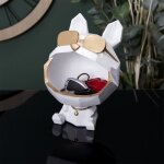Vide - poche sculpture chien blanc avec lunettes dor�es 23 cm - organisateur de cl�s - style & charme ...