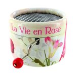 La vie en rose (louiguy / piaf) - bo�te � musique � manivelle ronde en carton avec m�canisme musical ...