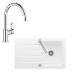 Evier 1 bac 86 x 51 cm villeroy et boch architectura 50 blanc + robinet cuisine grohe bauloop