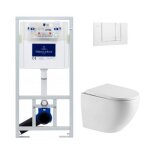 Villeroy & boch pack wc bti - support + wc sans bride swiss aqua technologies + plaque de dclenchement ...
