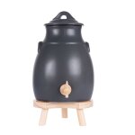 Vinaigrier 35 l en grs gris sur socle bois - table passion